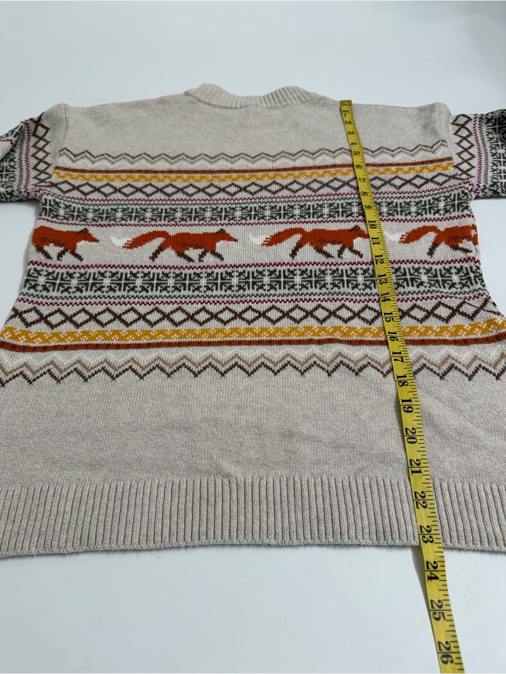 Talbots Fox Fair Isle Mock Neck Sweater Medium Button Shoulder Cottagecore Fall - Picture 8 of 10